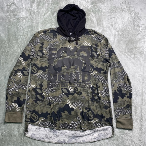 Ecko Unlimited Hoodie Mens Large Camo Print Long Sleeve Pullover Y2K Streetwear‎ - Picture 1 of 9
